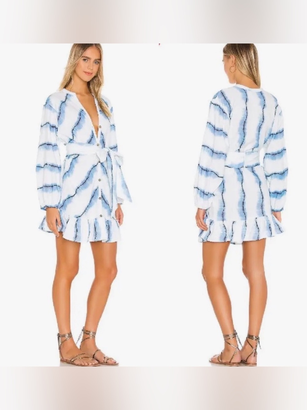 Suboo Estelle Button Balloon Sleeve Mini Dress XS